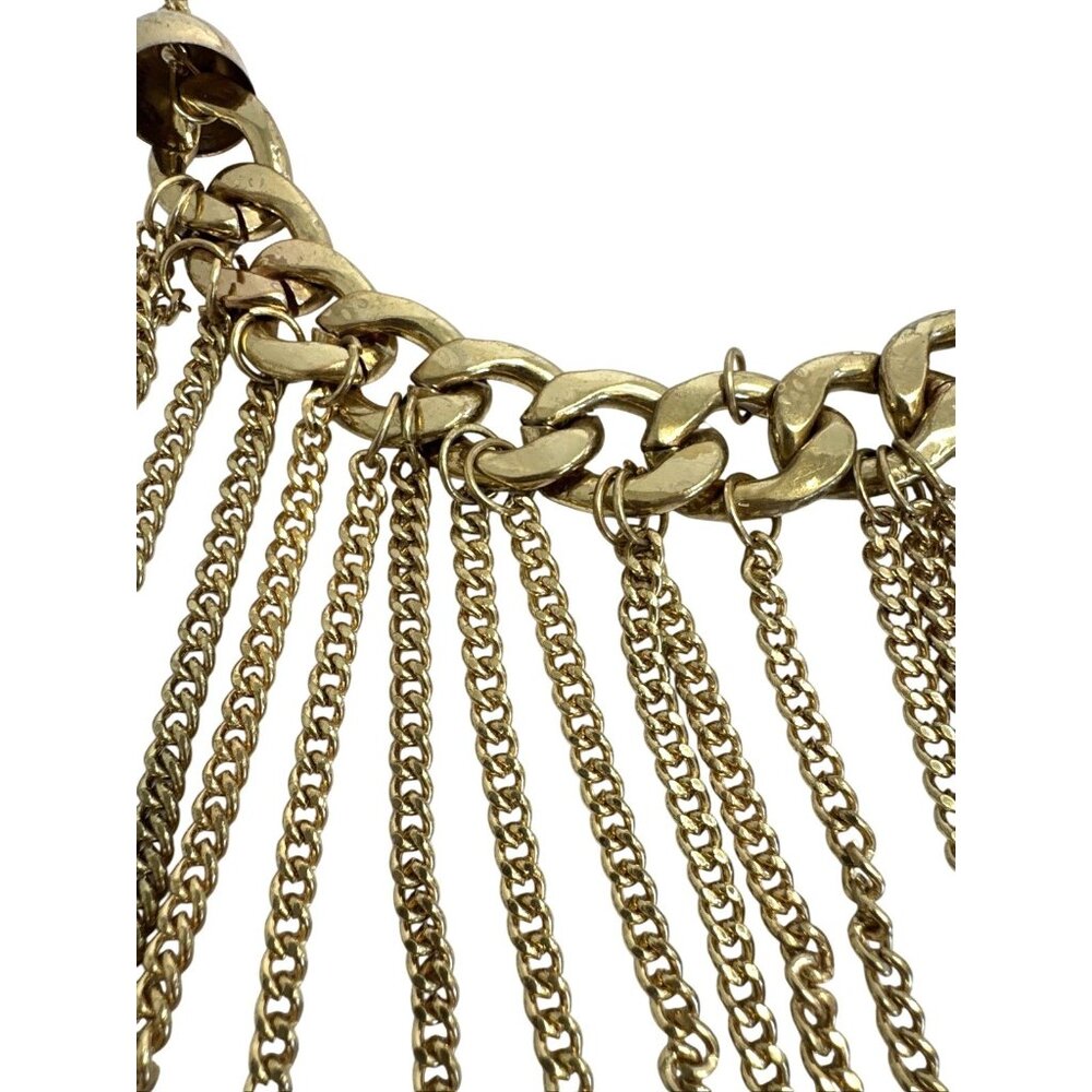 Vintage Gold Tone Fringe Necklace & Earring Set - Picture 3 of 7